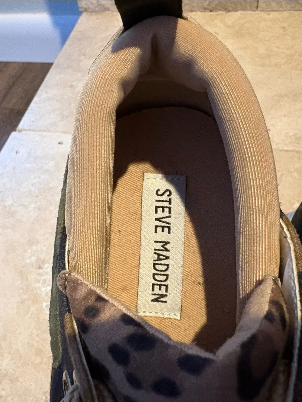 Steve Madden Camo & Leopard Print Sneakers in Brown and Green - Picture 6 of 10